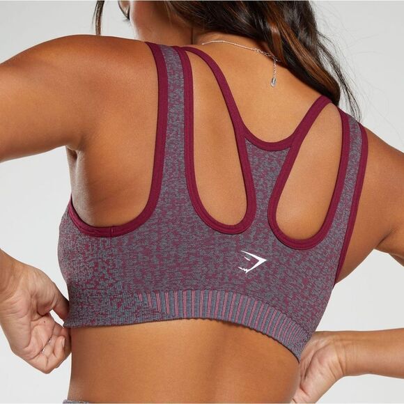 GYMSHARK MARL SEAMLESS SCOOP BRA SIZE S IN PLUM PINK MARL NWT - Picture 6 of 9